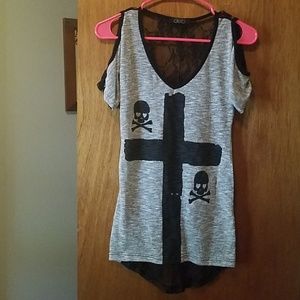 Skull & Cross Lace Back Tee